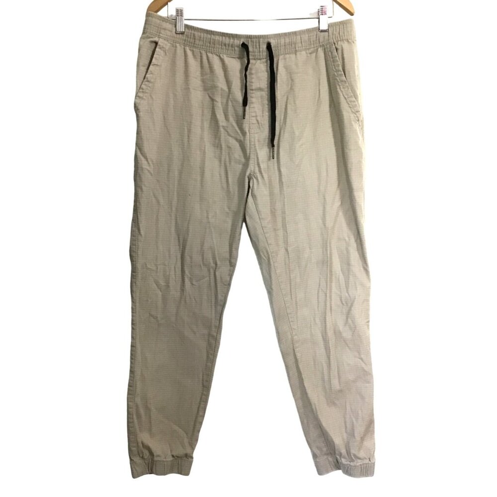 BROOKLYN LAUNDRY MENS KHAKI ELASTIC WAIST TAPPER LEG 98% COTTON SIZE LARGE
